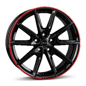 JANTE BORBET LX18 8X18 ET48 5X114,3 BLACK GLOSSY RIM RED 72,5 - Imagem Secundária 1